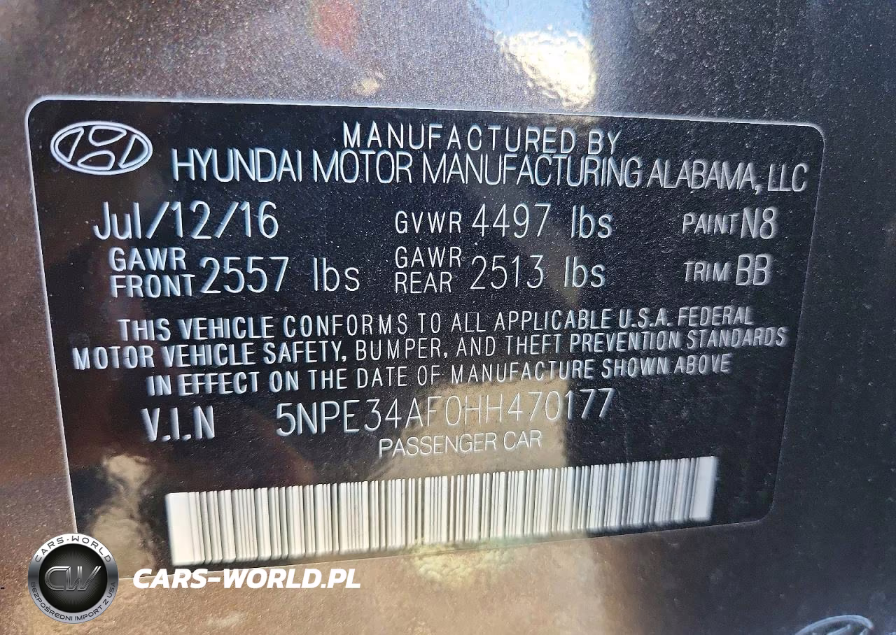 2017 Hyundai Sonata Sport VIN:5NPE34AF0HH470177 - 13