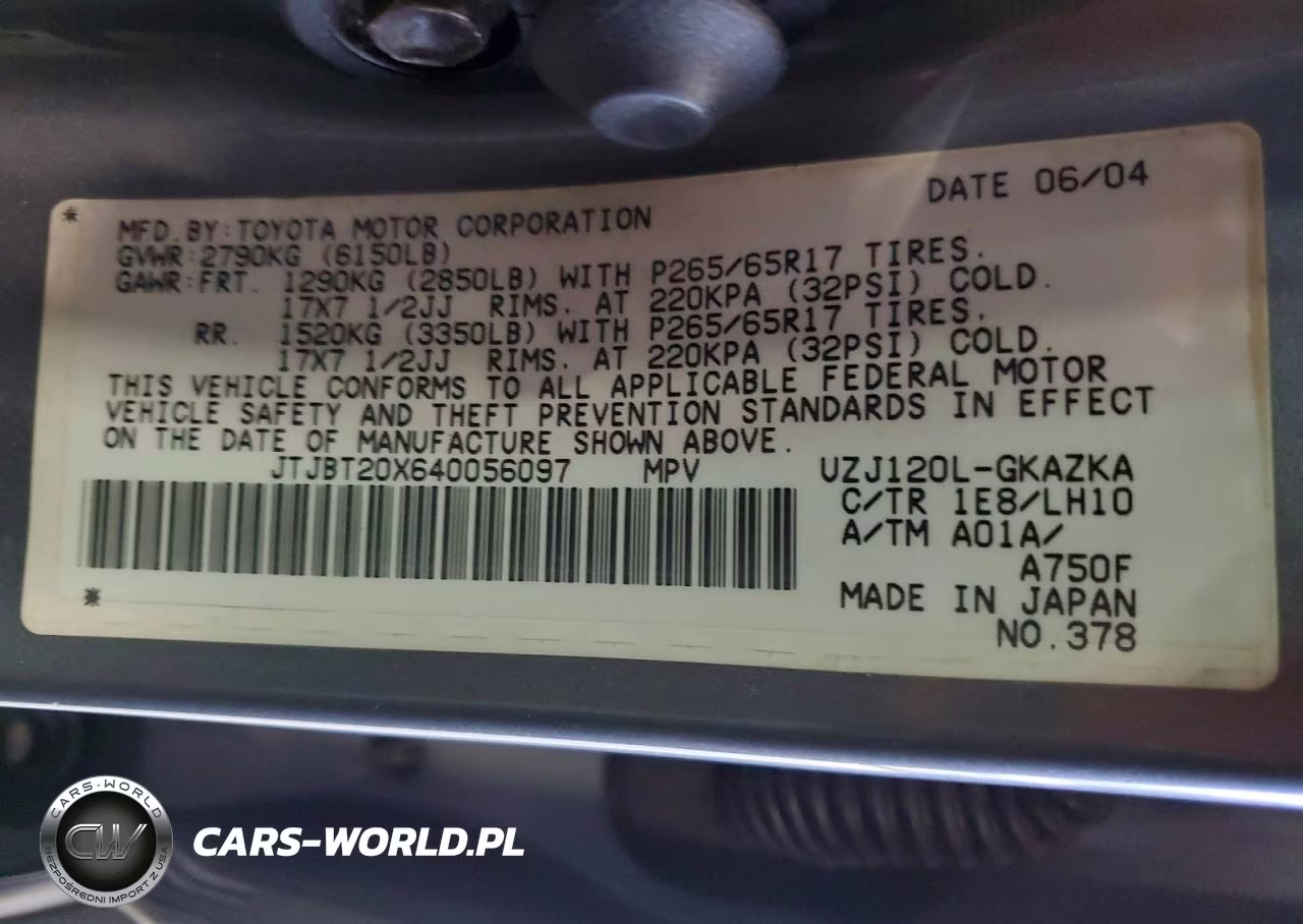 2004 Lexus Gx 470 VIN:JTJBT20X640056097 - 13