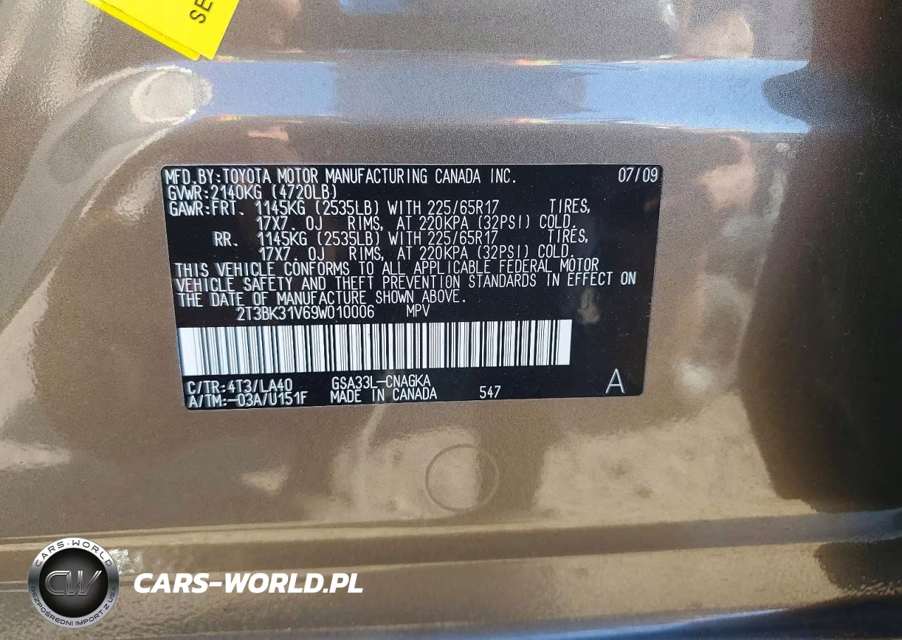 2009 Toyota Rav4 Limited VIN:2T3BK31V69W010006 - 13