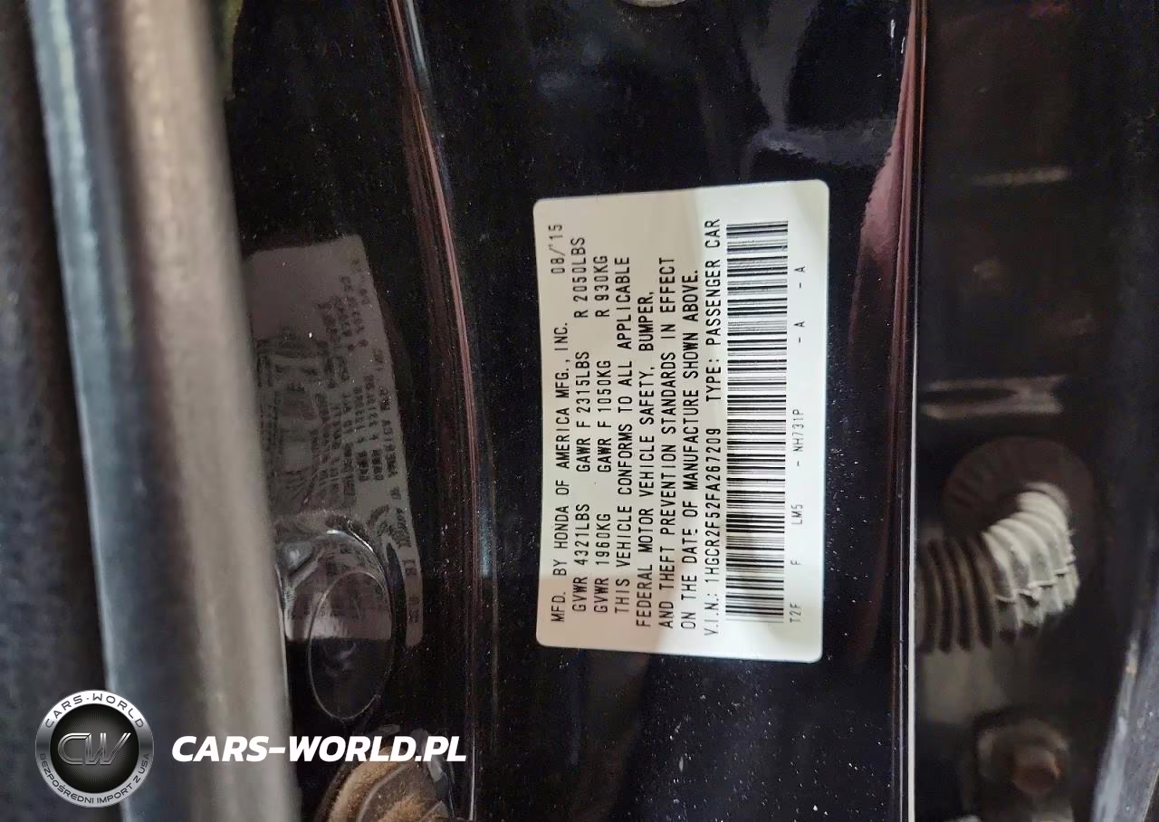 2015 Honda Accord Sport VIN:1HGCR2F52FA267209 - 12