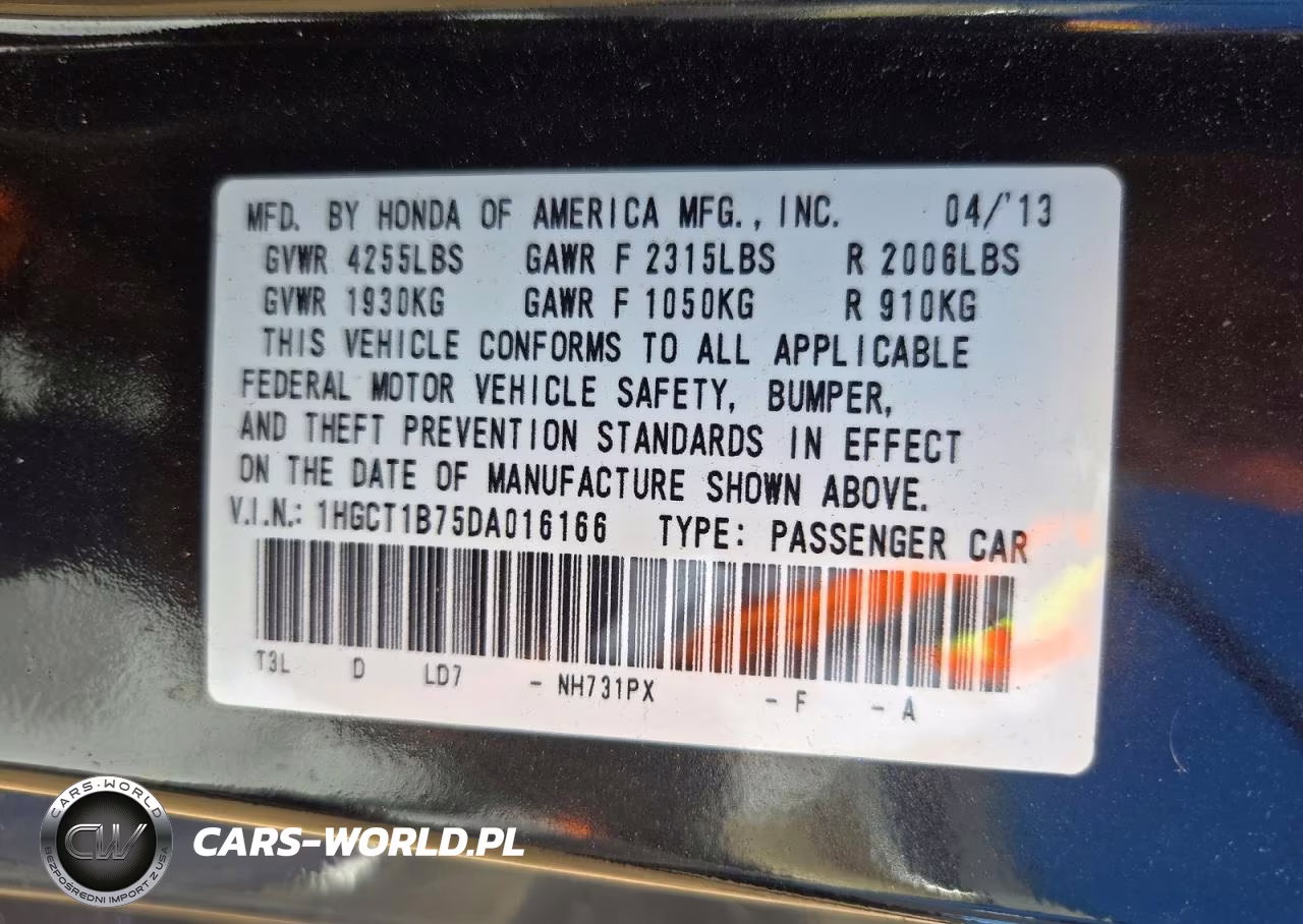 2013 Honda Accord Ex VIN:1HGCT1B75DA016166 - 12
