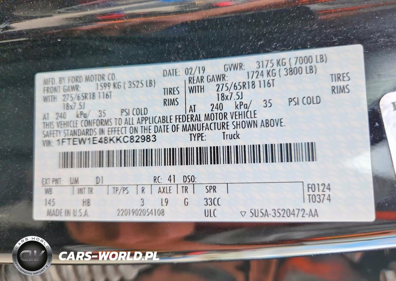 2019 Ford F150 Supercrew VIN:1FTEW1E48KKC82983 - 12