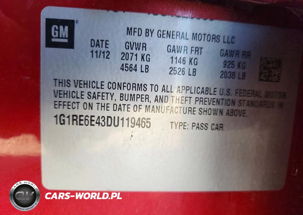 2013 Chevrolet Volt VIN:1G1RE6E43DU119465 - 12