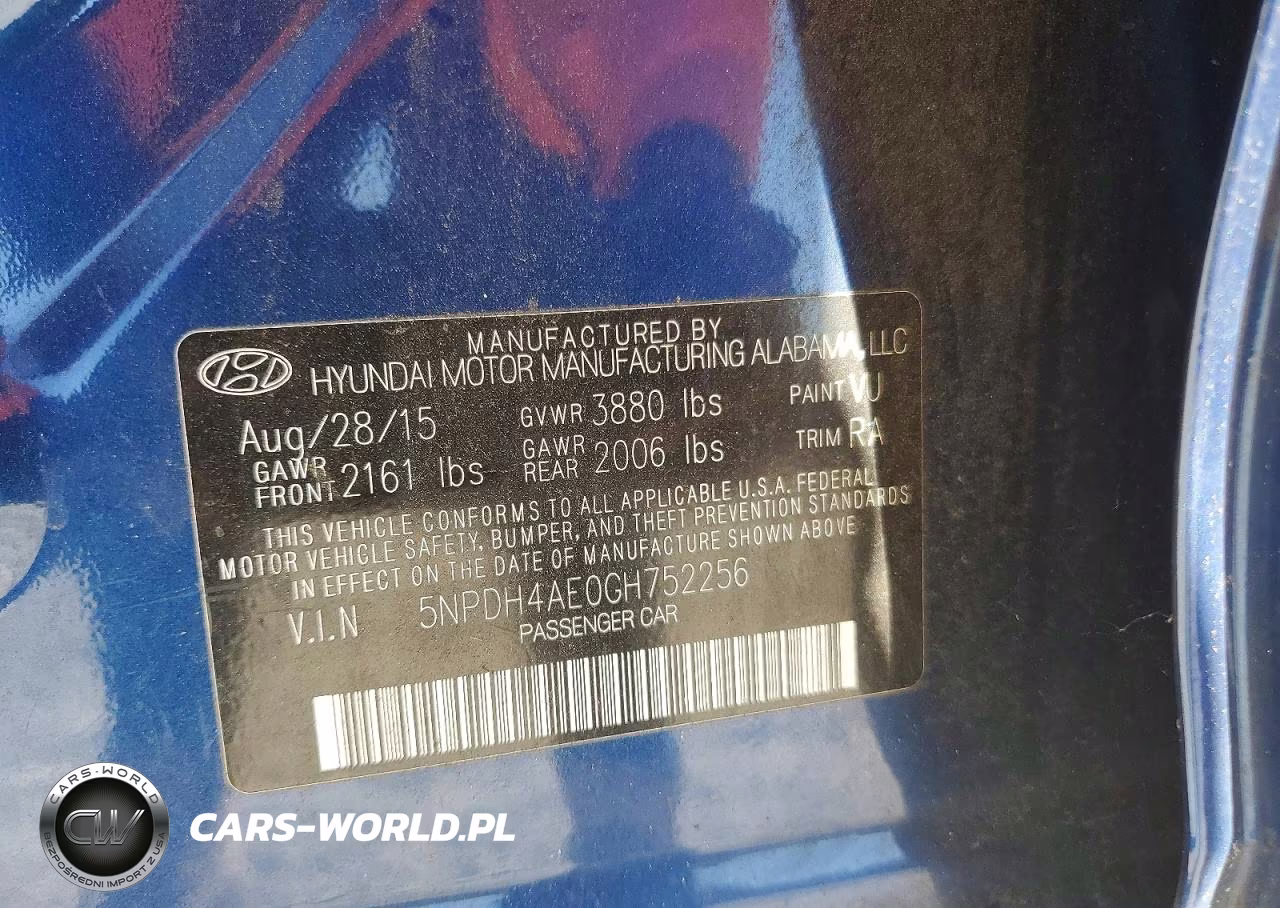 2016 Hyundai Elantra Se VIN:5NPDH4AE0GH752256 - 12
