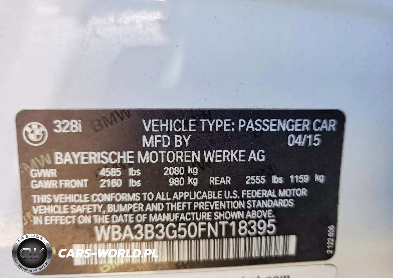 2015 BMW 328 Xi VIN:WBA3B3G50FNT18395 - 13