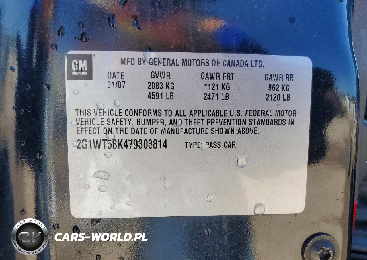 2007 Chevrolet Impala Lt VIN:2G1WT58K479303814 - 12