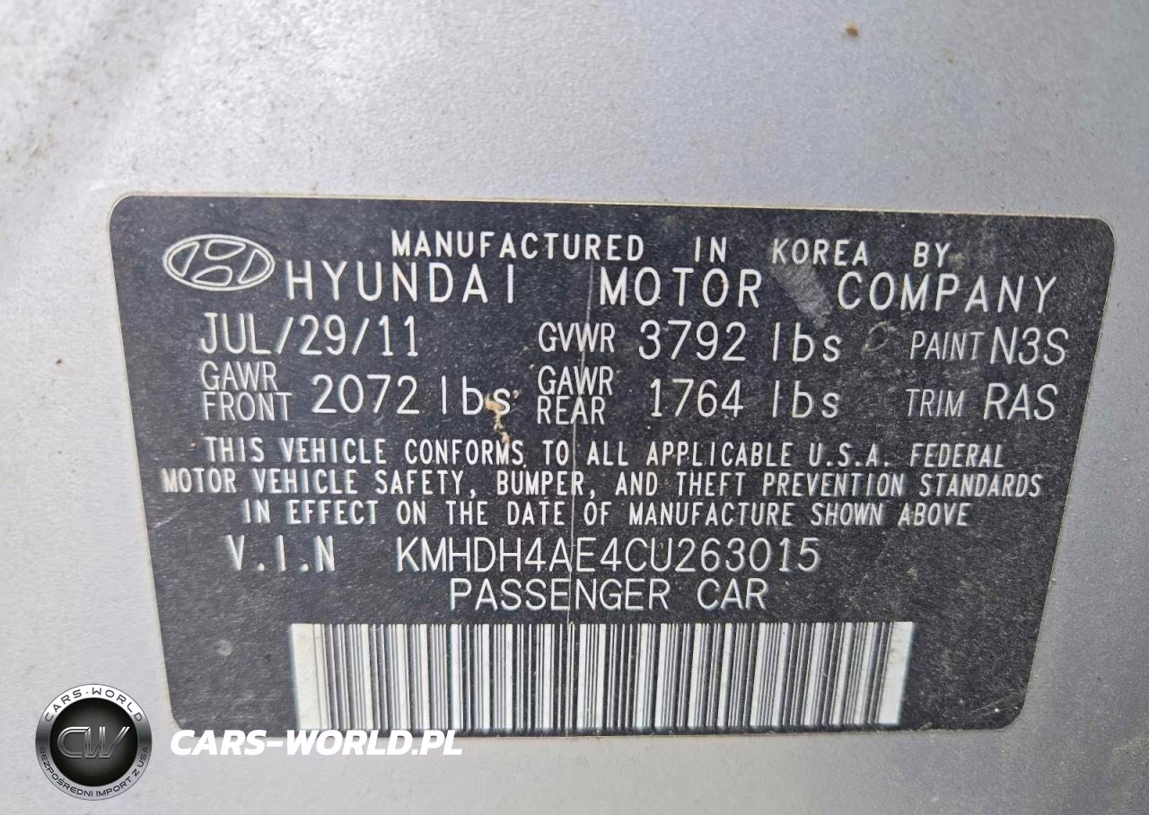 2012 Hyundai Elantra Gls VIN:KMHDH4AE4CU263015 - 12