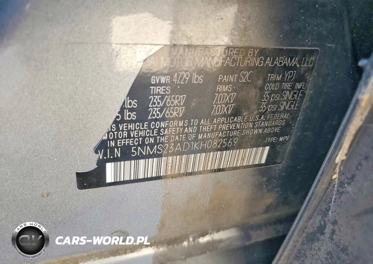 2019 Hyundai Santa Fe Se VIN:5NMS23AD1KH082569 - 13