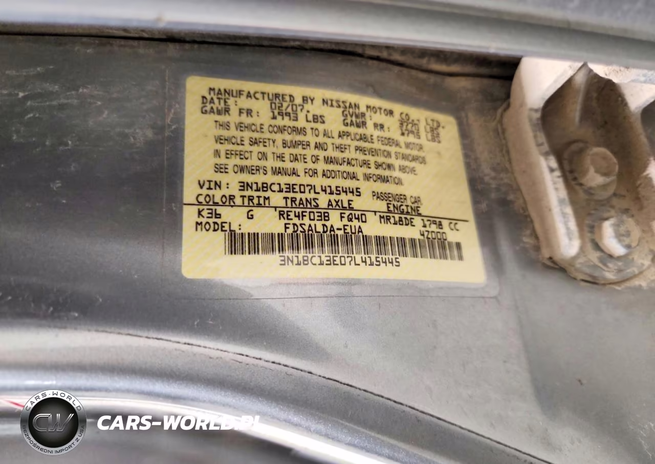 2007 Nissan Versa 1.8 S VIN:3N1BC13E07L415445 - 12