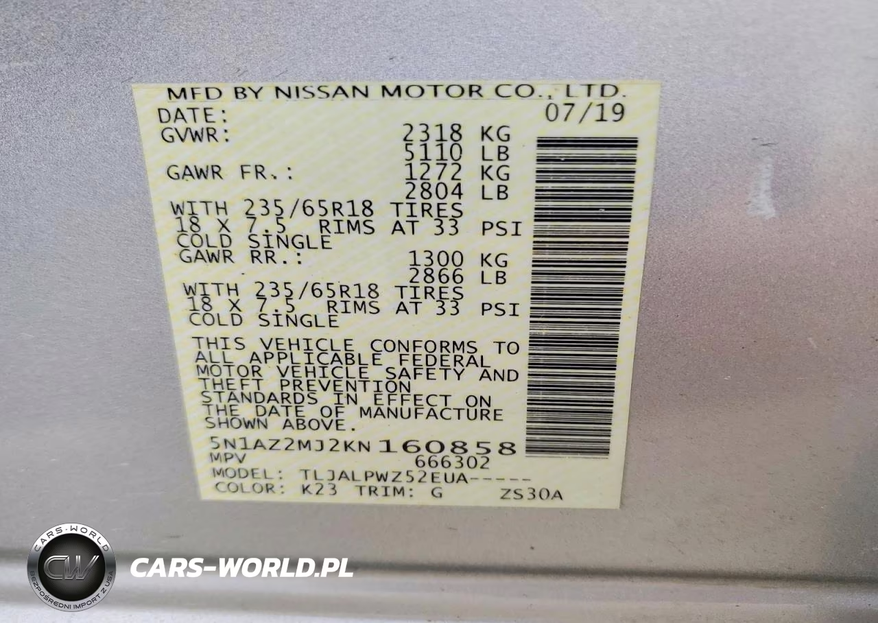 2019 Nissan Murano S VIN:5N1AZ2MJ2KN160858 - 13