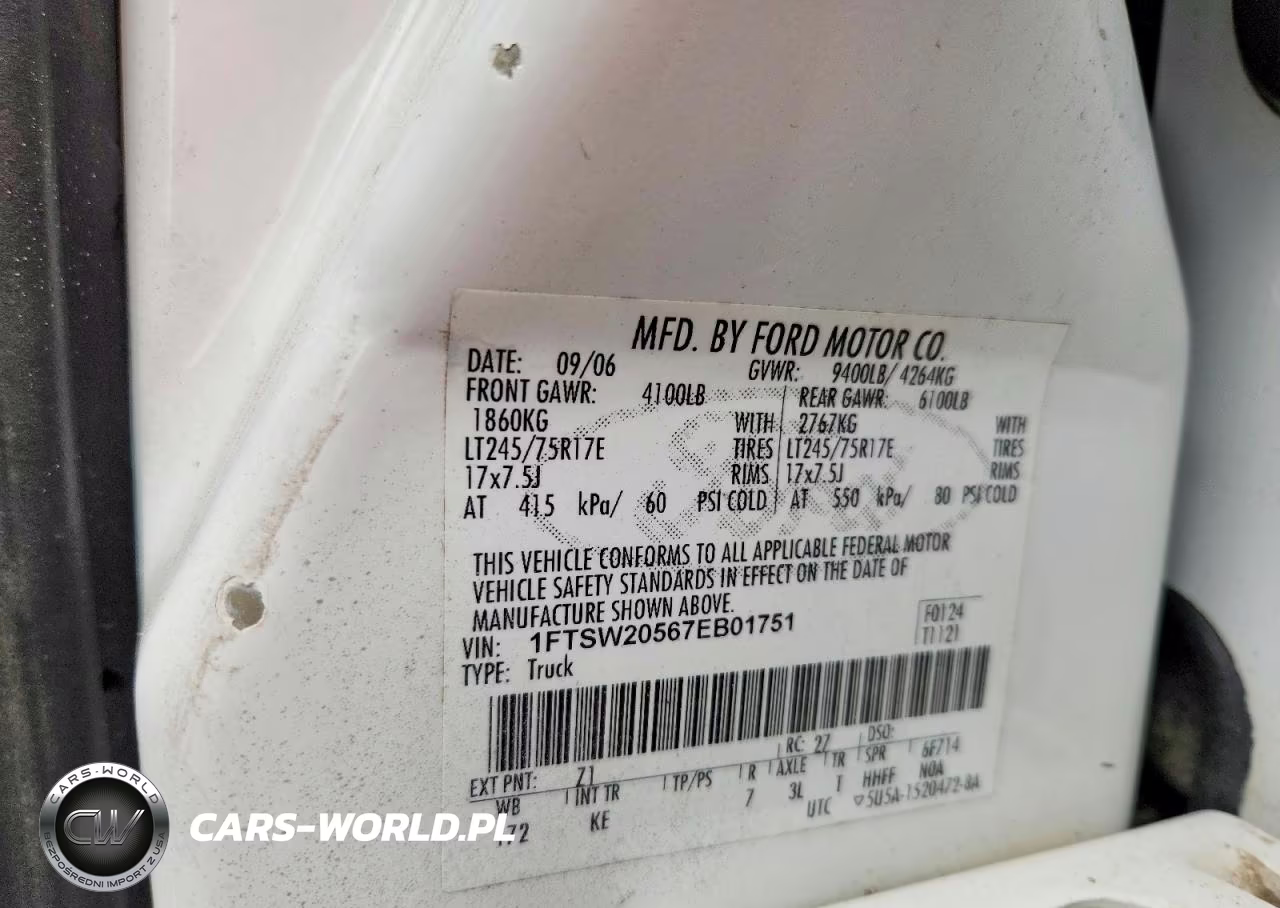 2007 Ford F250 Super Duty VIN:1FTSW20567EB01751 - 12