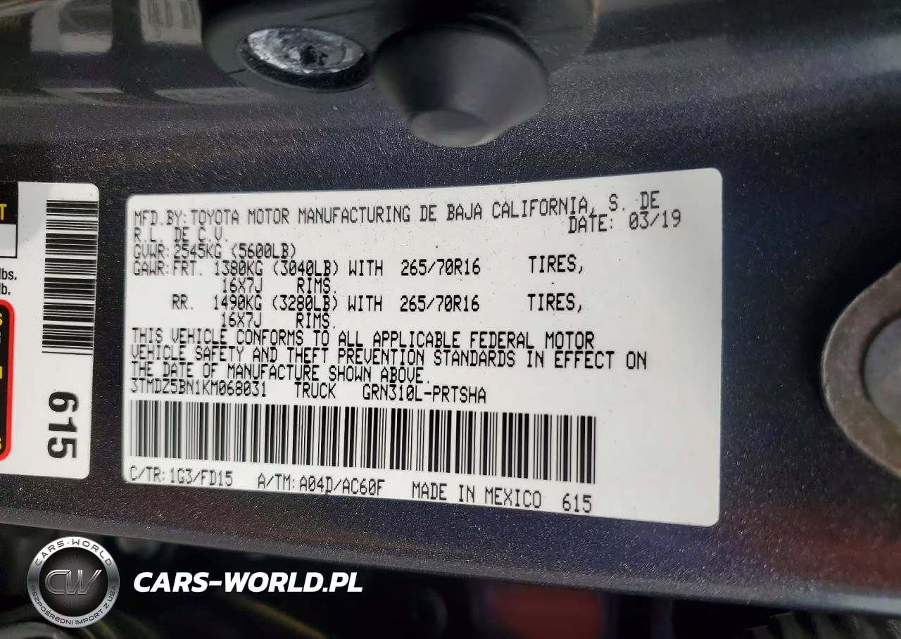 2019 Toyota Tacoma Trd Off-Road VIN:3TMDZ5BN1KM068031 - 12