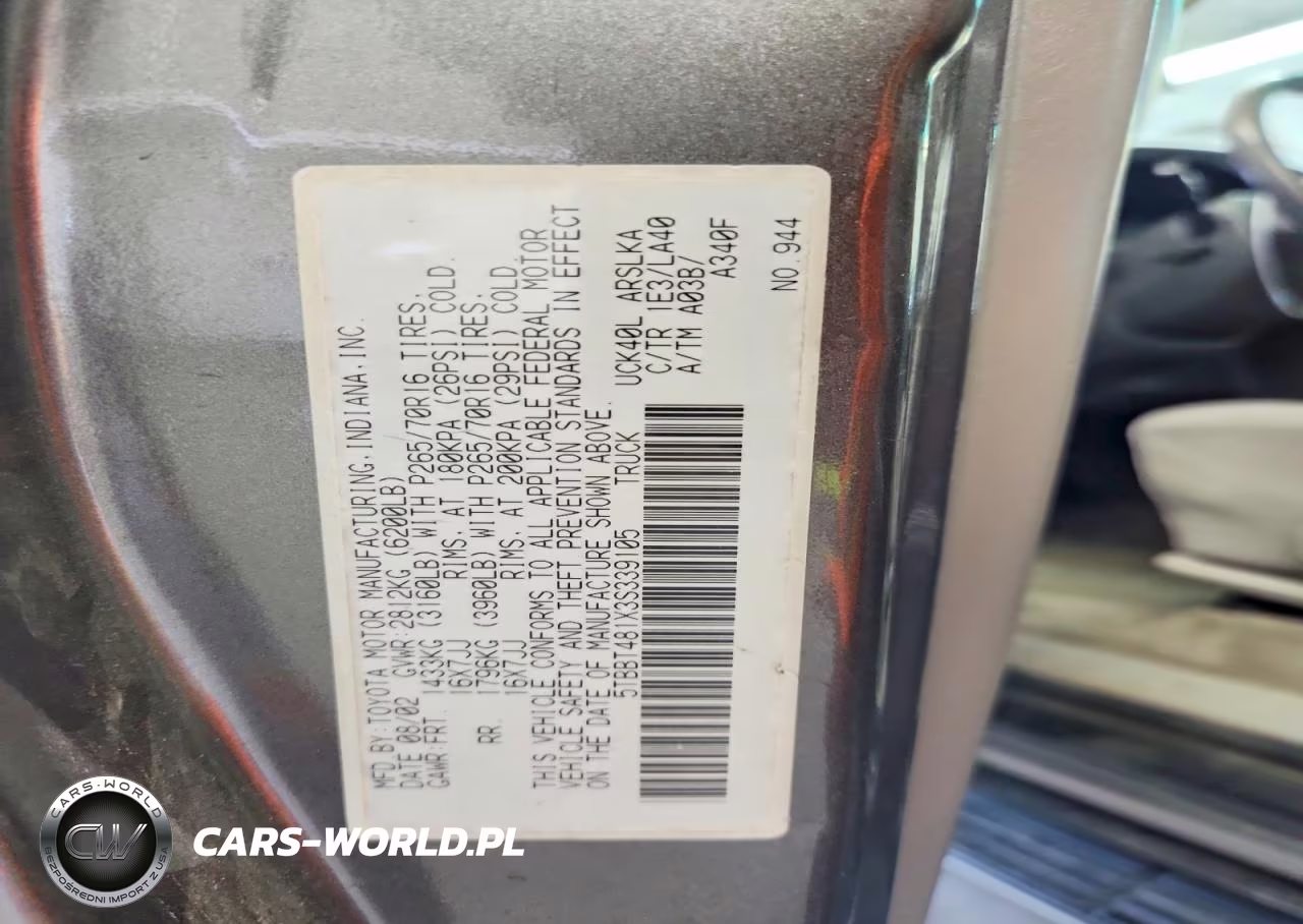 2003 Toyota Tundra Limited VIN:5TBBT481X3S339105 - 12