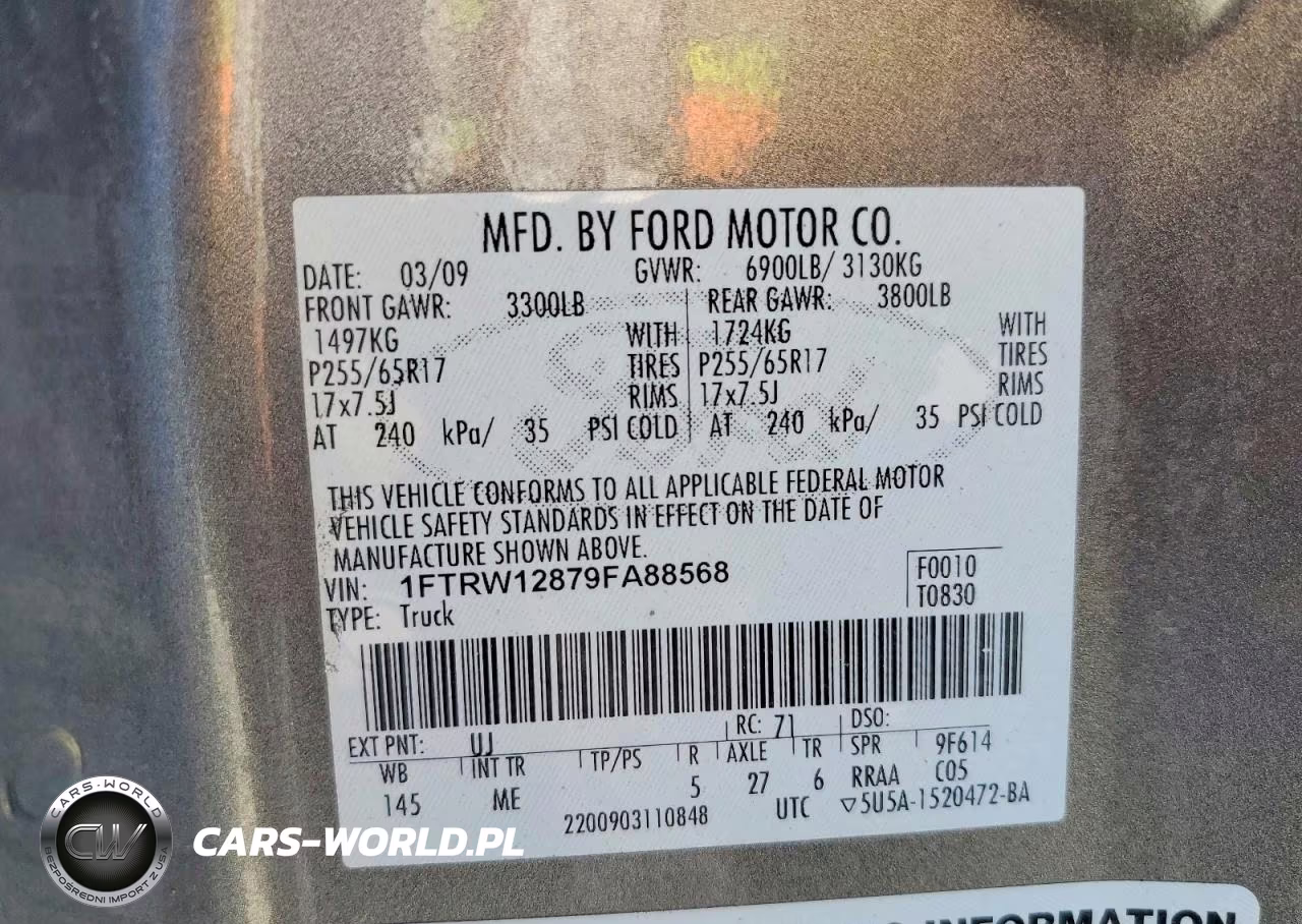2009 Ford F150 Supercrew VIN:1FTRW12879FA88568 - 12