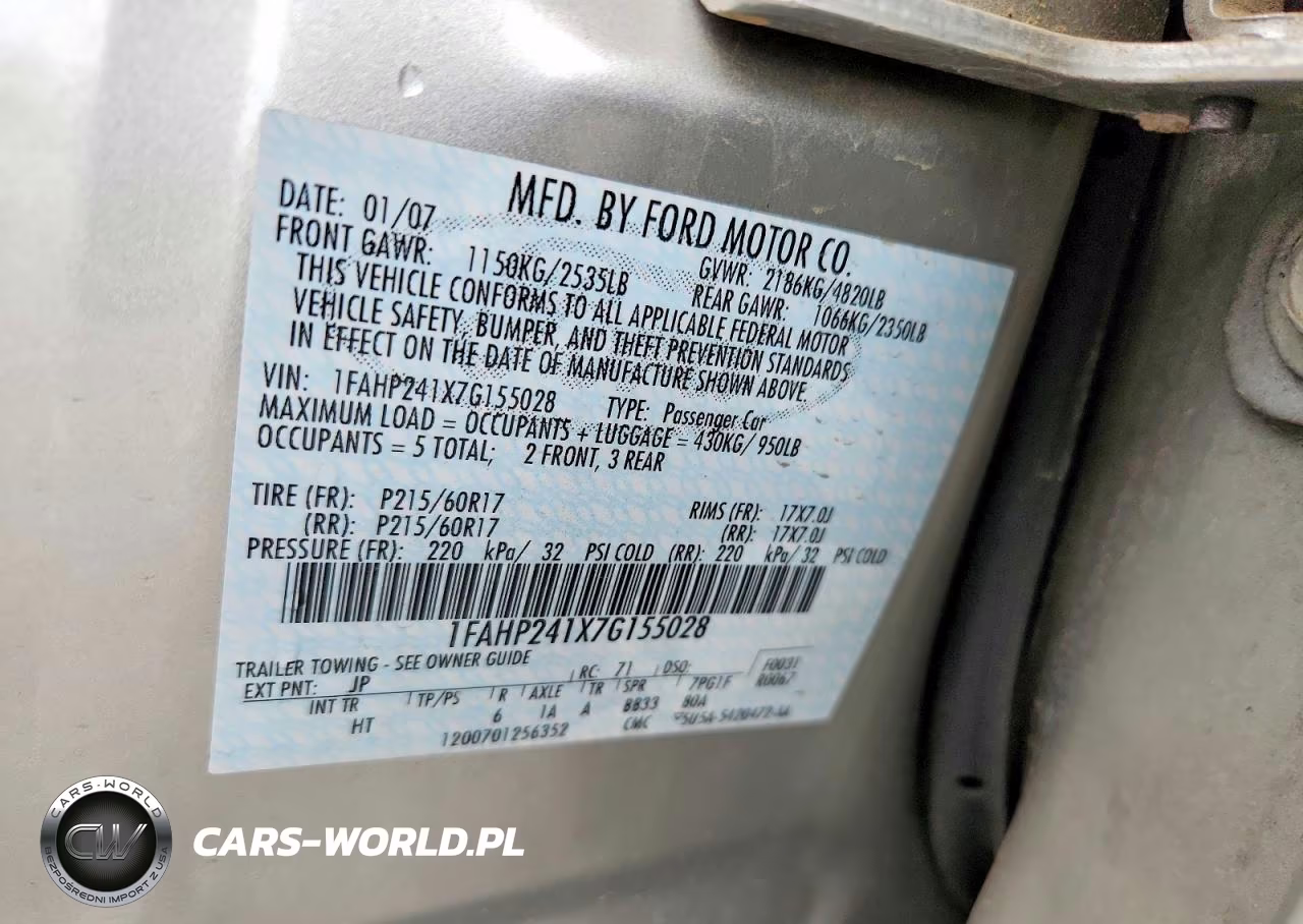 2007 Ford Five Hundred Sel VIN:1FAHP241X7G155028 - 12