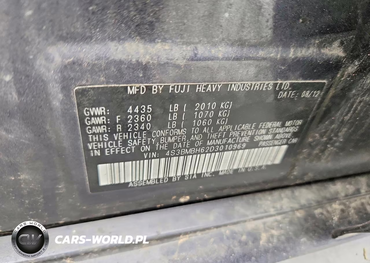 2013 Subaru Legacy 2.5I Premium VIN:4S3BMBH62D3010969 - 12