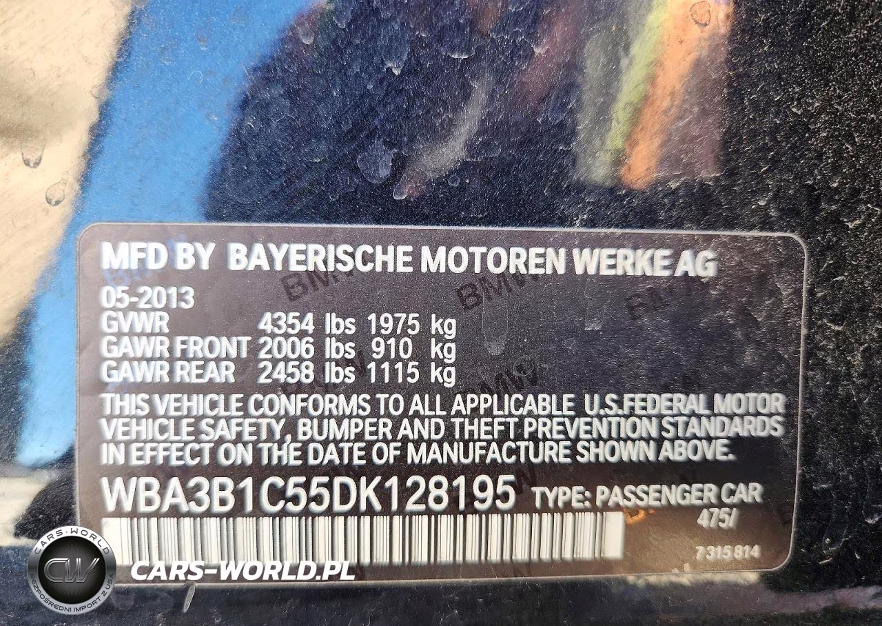 2013 BMW 320 I VIN:WBA3B1C55DK128195 - 12