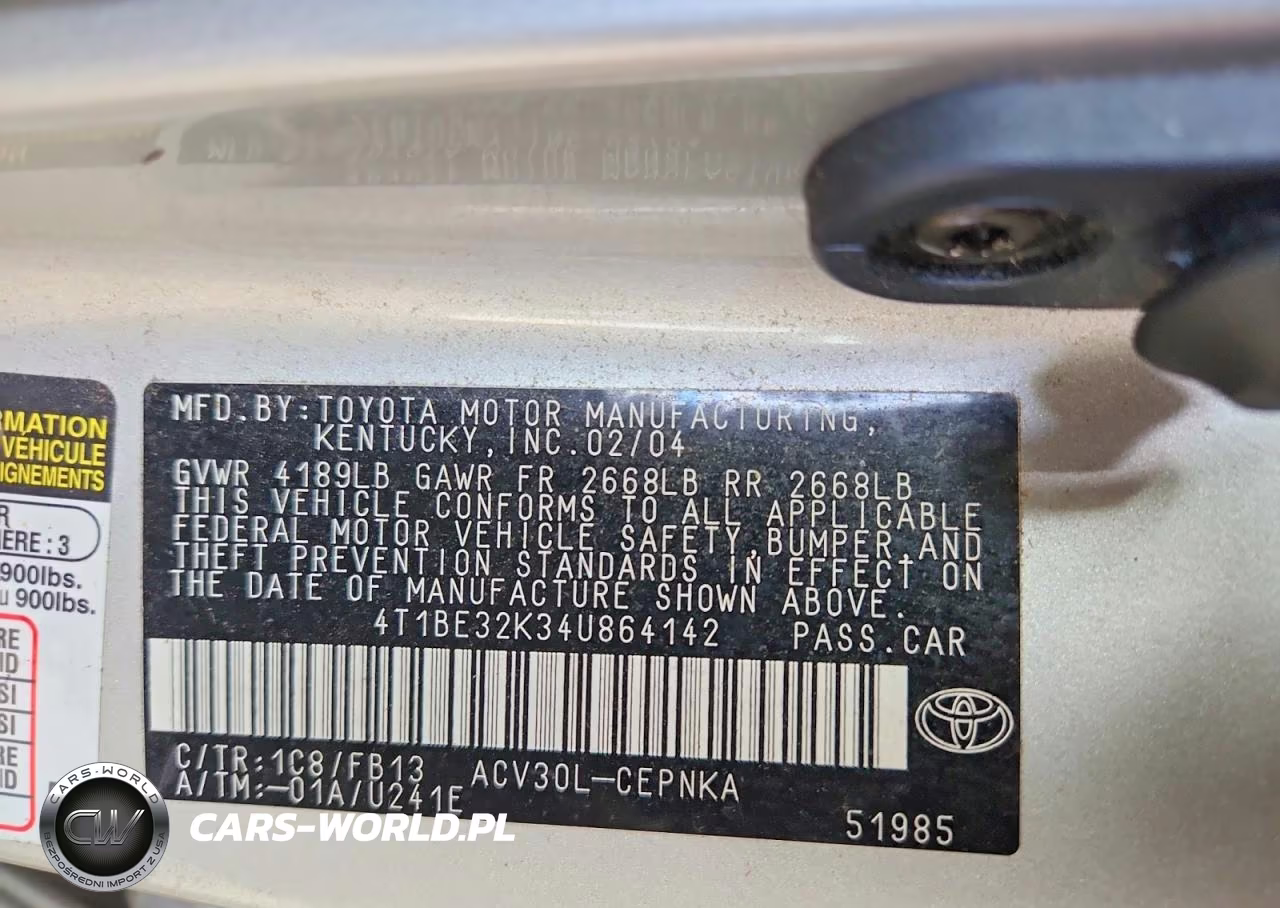 2004 Toyota Camry Le VIN:4T1BE32K34U864142 - 12