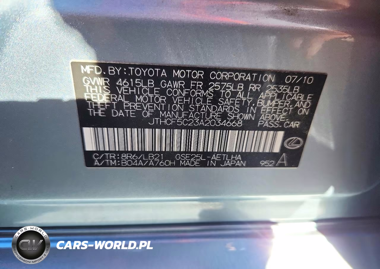 2010 Lexus Is 250 VIN:JTHCF5C23A2034668 - 12