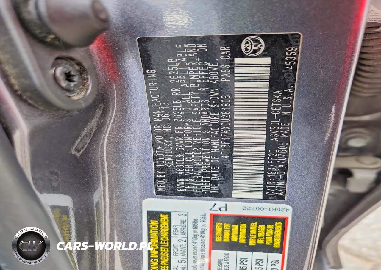 2013 Toyota Camry Se VIN:4T1BF1FKXDU281806 - 12