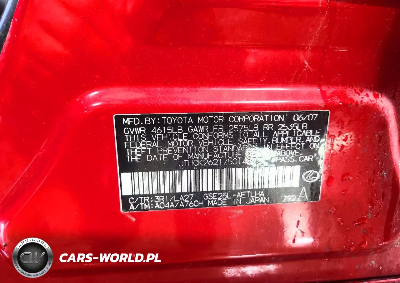 2007 Lexus Is 250 VIN:JTHCK262175014870 - 12