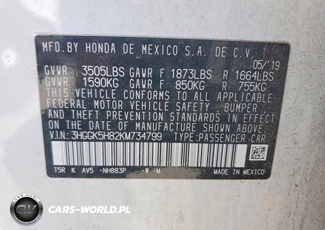 2019 Honda Fit Ex VIN:3HGGK5H82KM734799 - 14