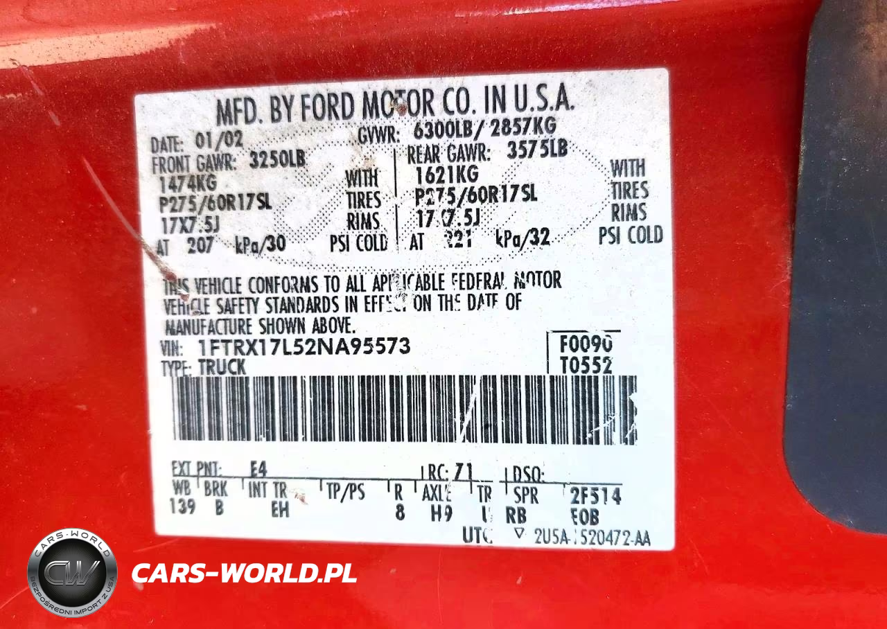 2002 Ford F150 VIN:1FTRX17L52NA95573 - 12