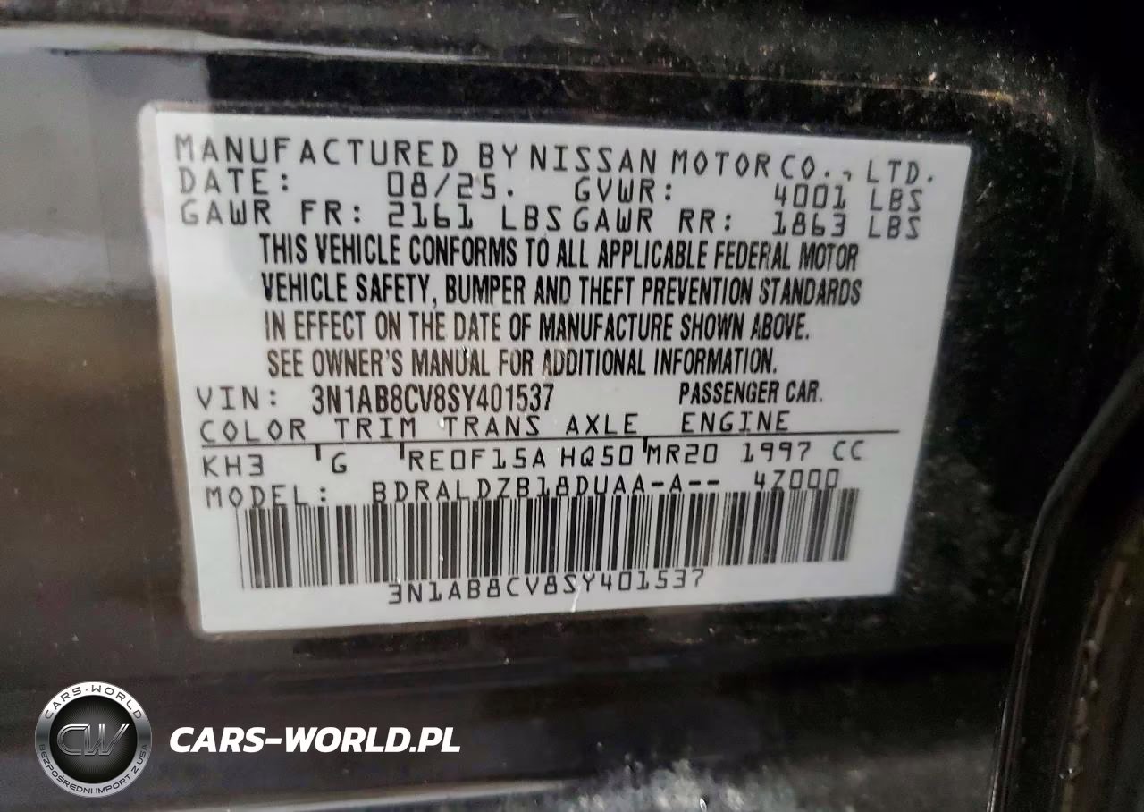 2025 Nissan Sentra Sv VIN:3N1AB8CV8SY401537 - 12