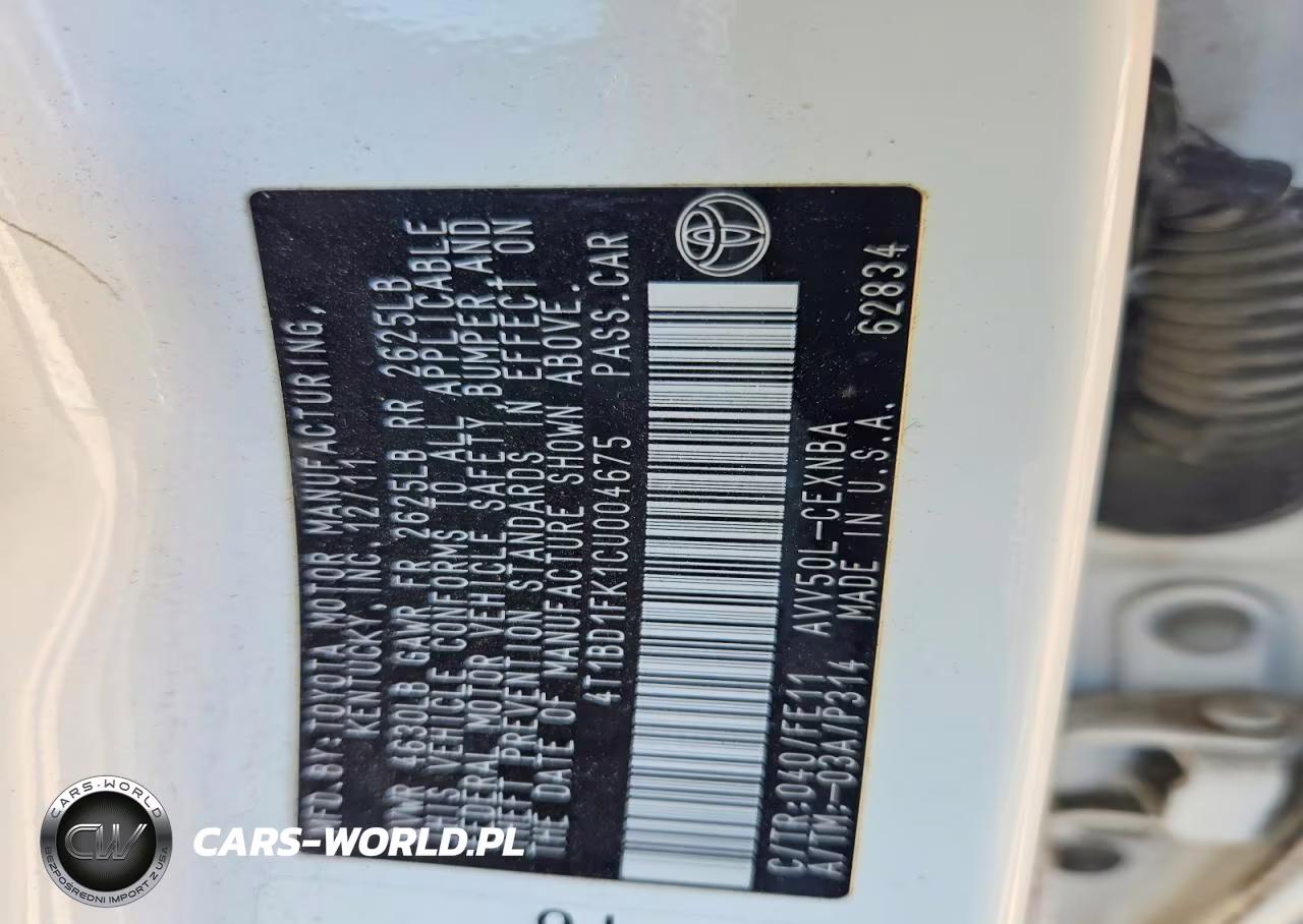 2012 Toyota Camry Hybrid Le VIN:4T1BD1FK1CU004675 - 12