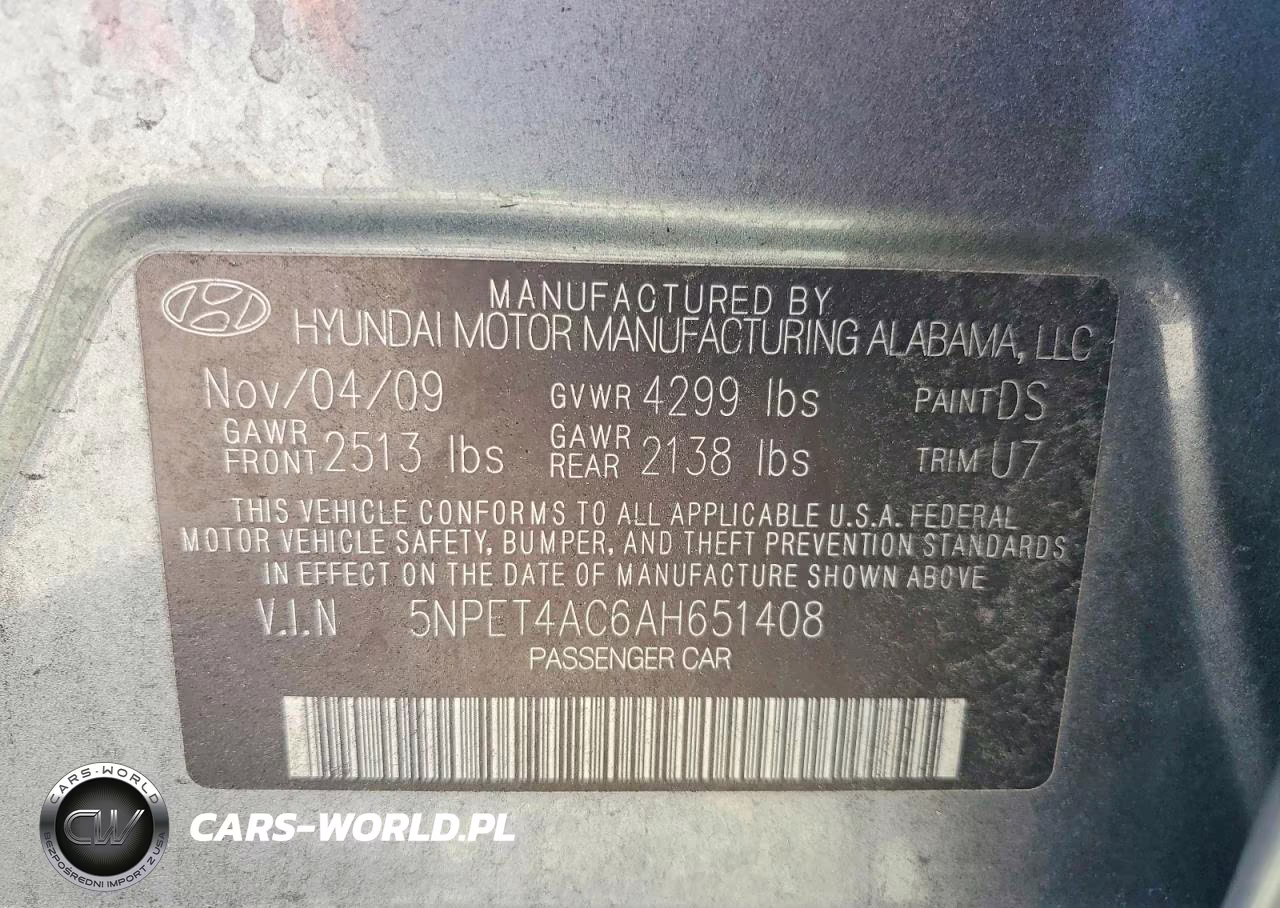 2010 Hyundai Sonata Gls VIN:5NPET4AC6AH651408 - 12