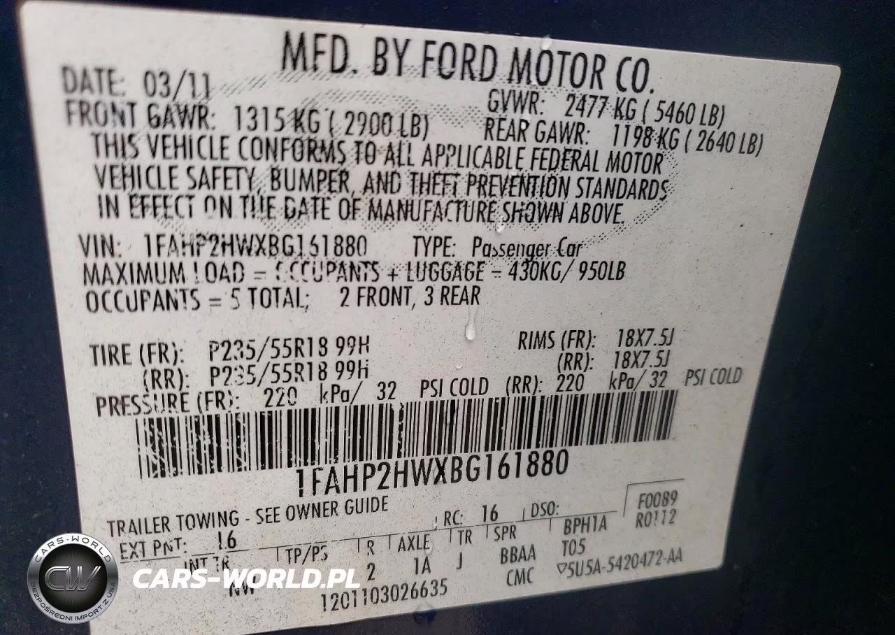 2011 Ford Taurus Sel VIN:1FAHP2HWXBG161880 - 12