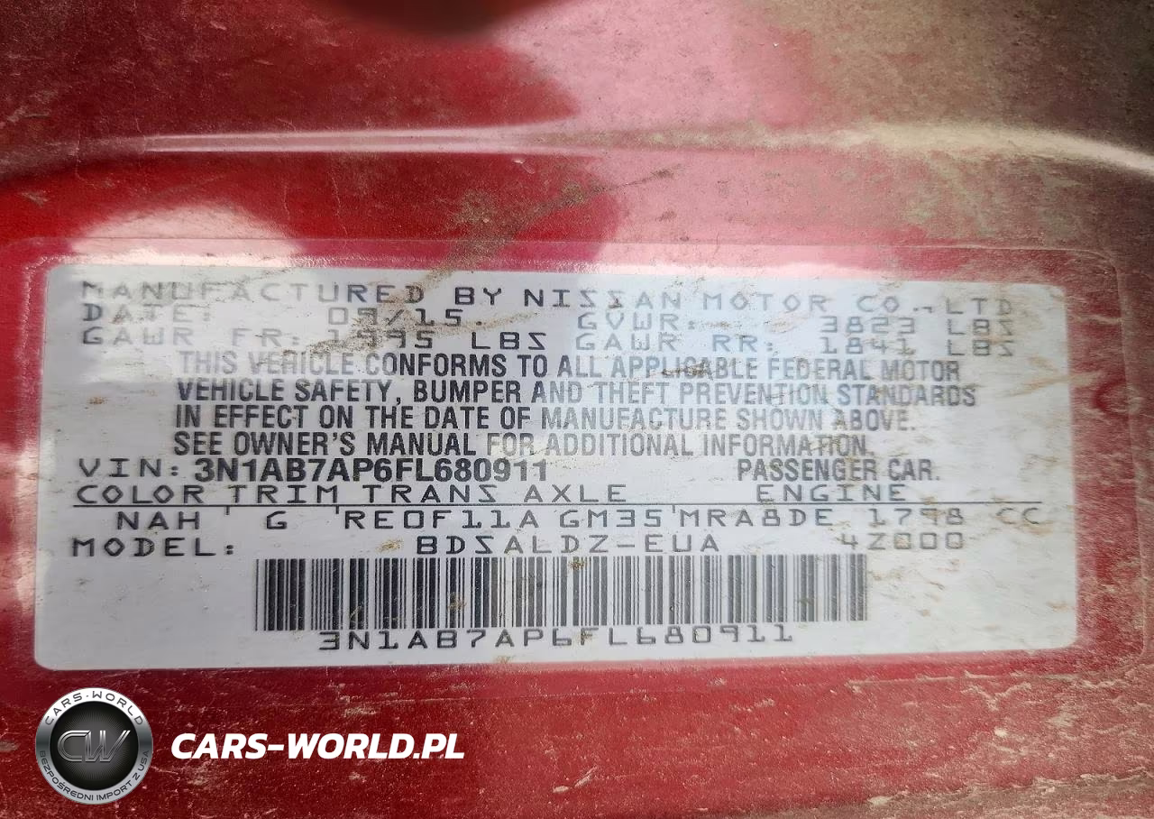 NISSAN SENTRA S VIN:3N1AB7AP6FL680911 - 12