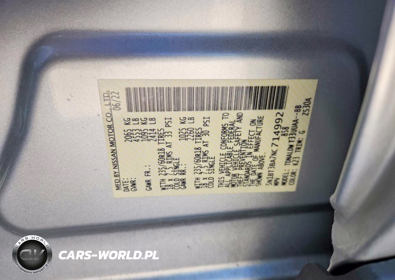2022 Nissan Rogue Sv VIN:5N1BT3BA7NC714992 - 12