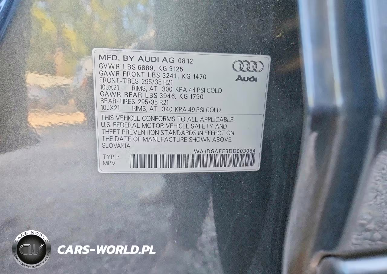2013 Audi Q7 Prestige VIN:WA1DGAFE3DD003084 - 12