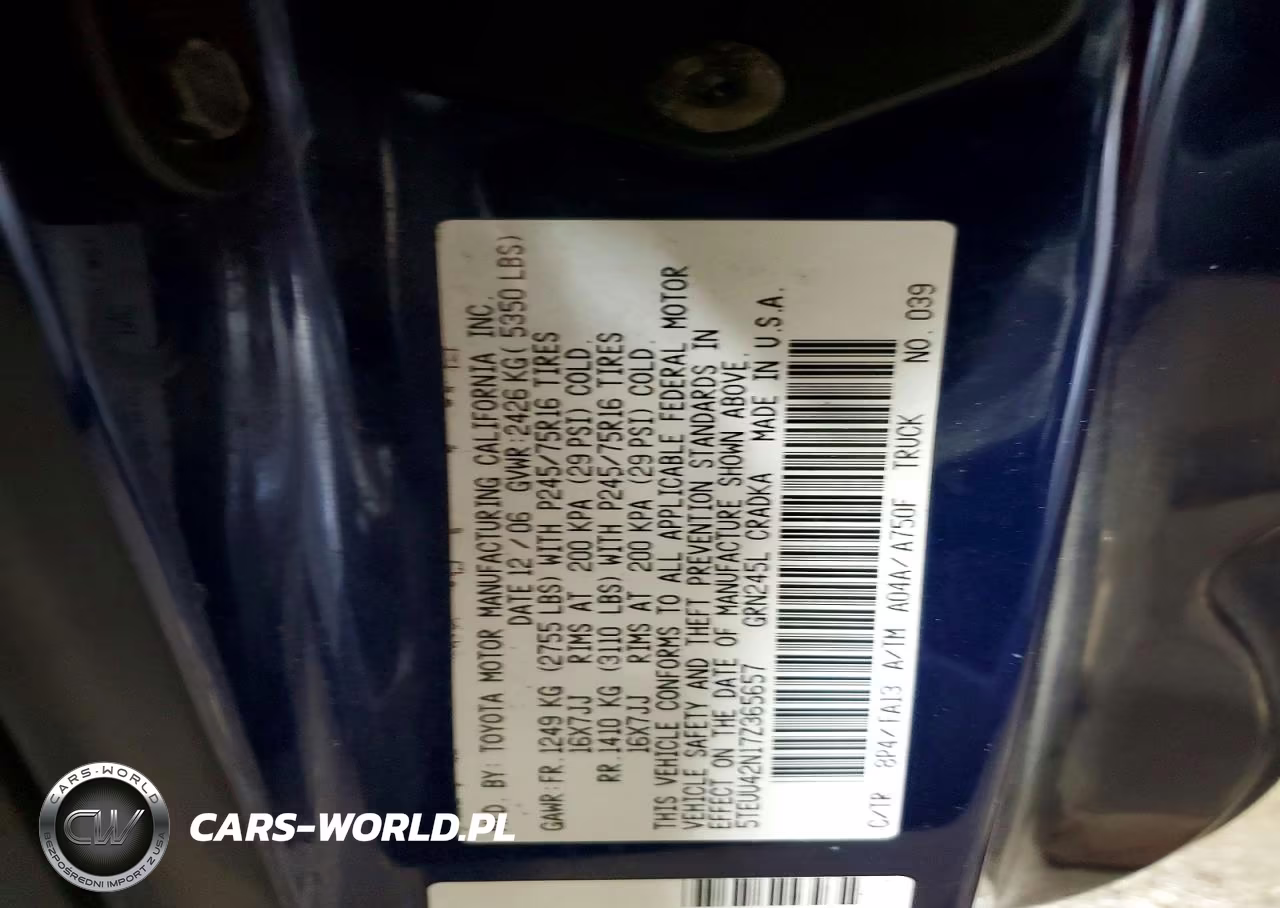 2007 Toyota Tacoma V6 VIN:5TEUU42N17Z365657 - 12