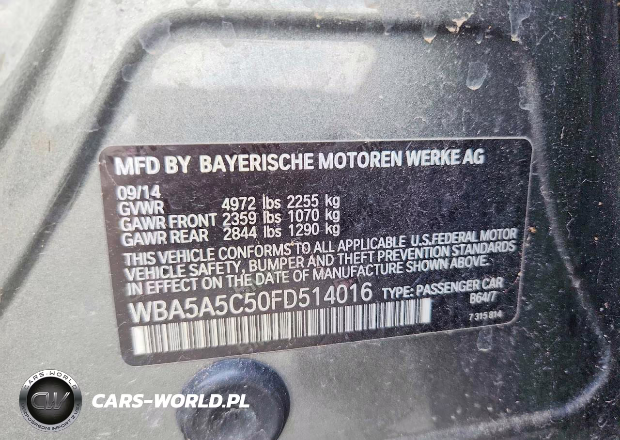2015 BMW 528 I VIN:WBA5A5C50FD514016 - 12