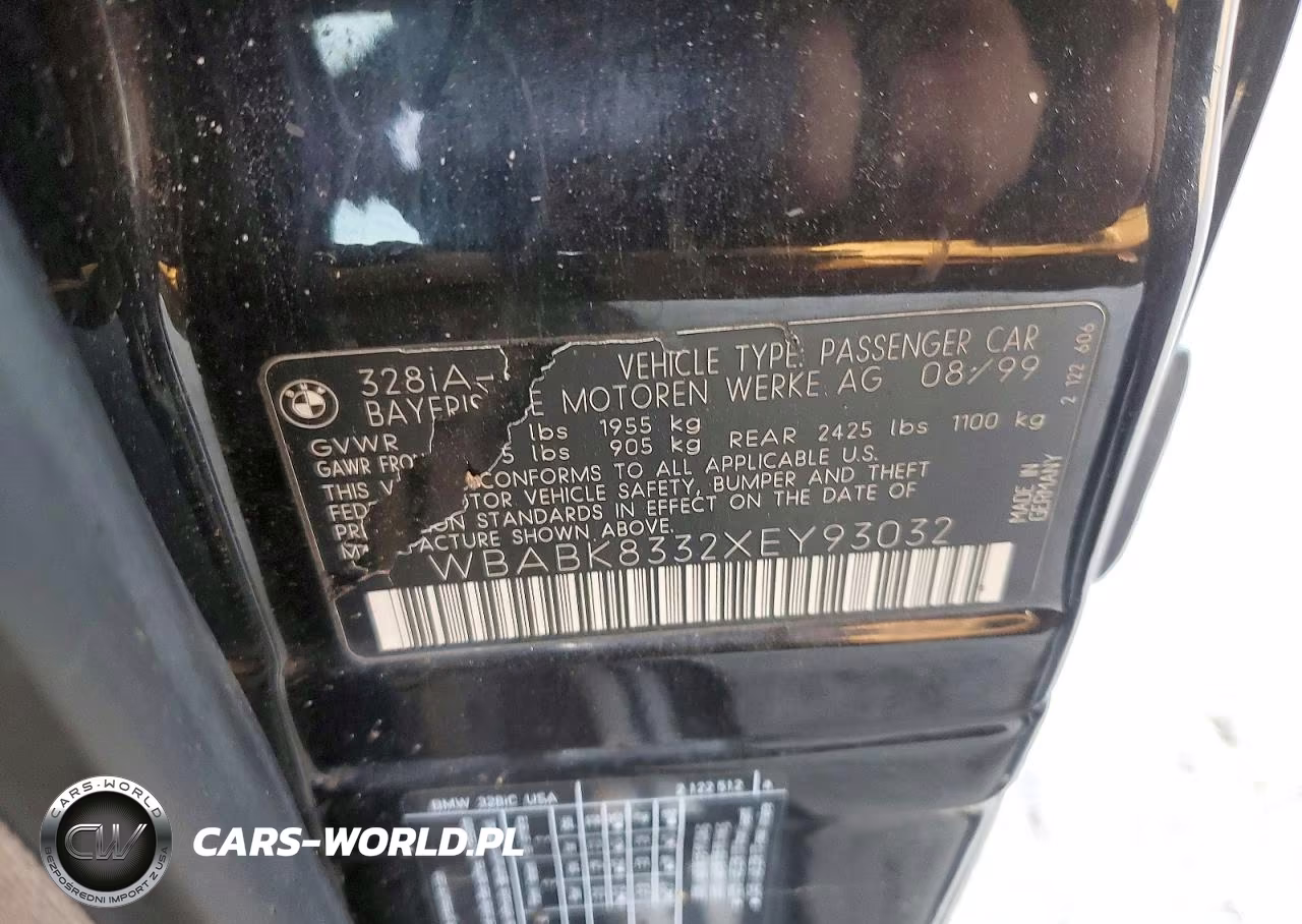 1999 BMW 328 Ic Automatic VIN:WBABK8332XEY93032 - 12