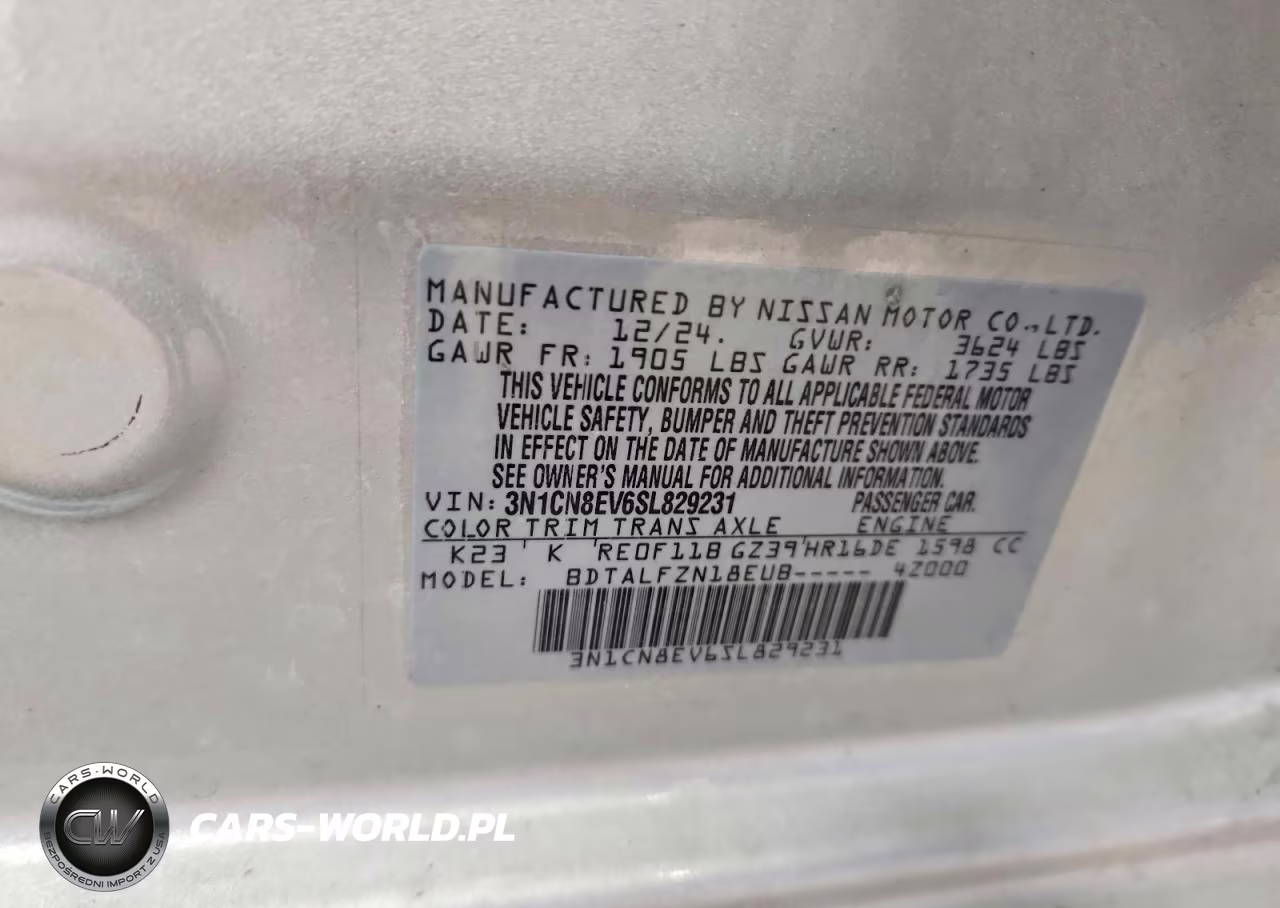2025 Nissan Versa Sv VIN:3N1CN8EV6SL829231 - 12