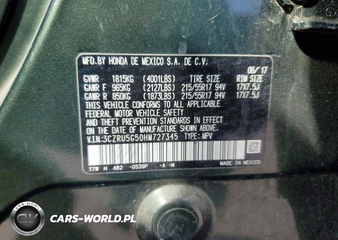 2017 Honda Hr-V Ex VIN:3CZRU5G50HM727345 - 13