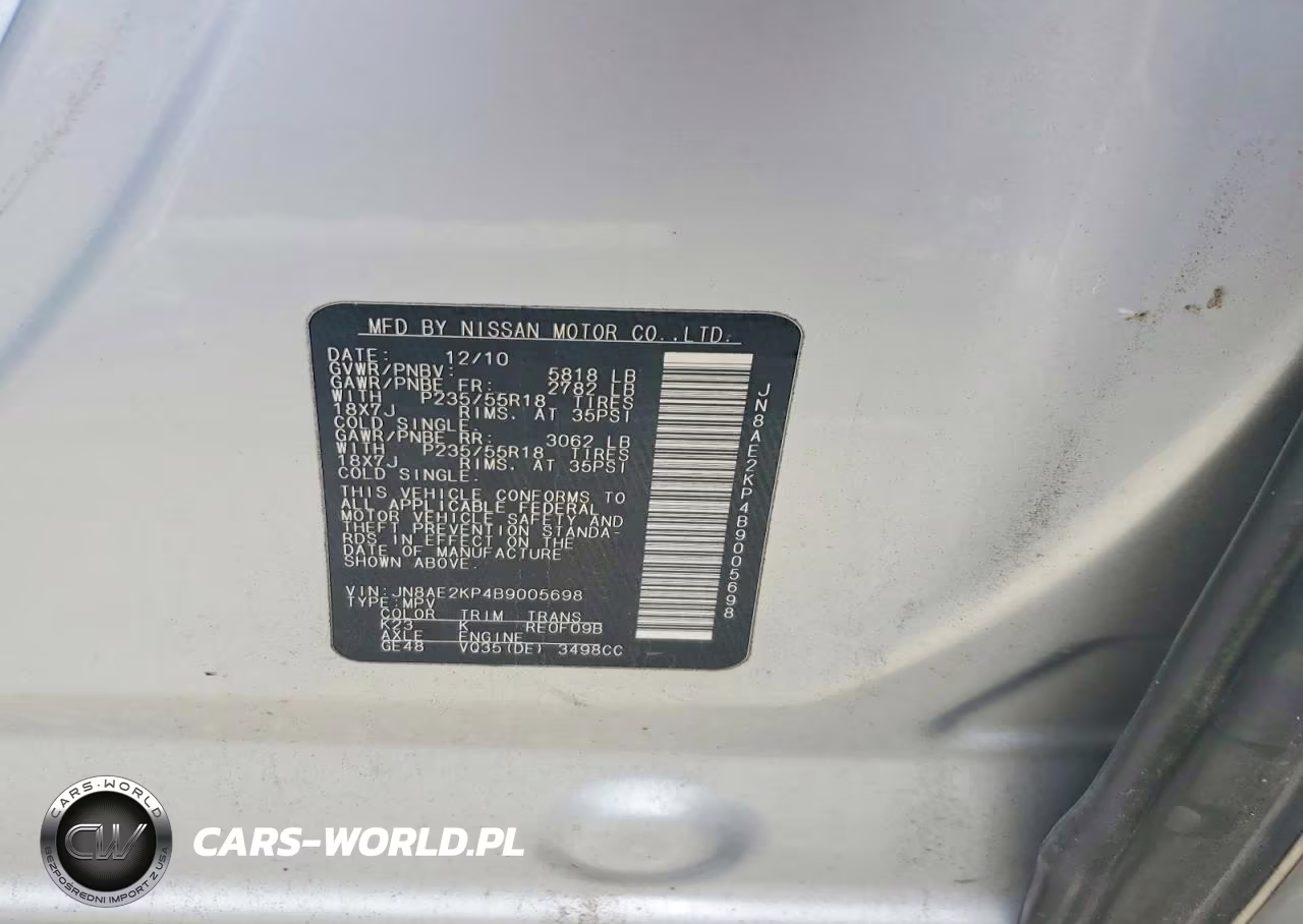 2011 Nissan Quest 3.5 S VIN:JN8AE2KP4B9005698 - 13