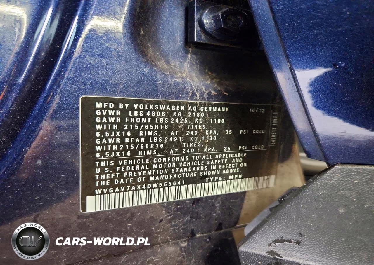 2013 Volkswagen Tiguan S VIN:WVGAV7AX4DW555641 - 12