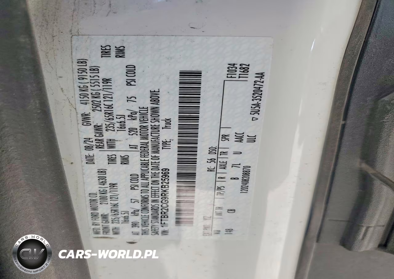 2024 Ford Transit T-250 VIN:1FTBR2CG9RKB25969 - 14