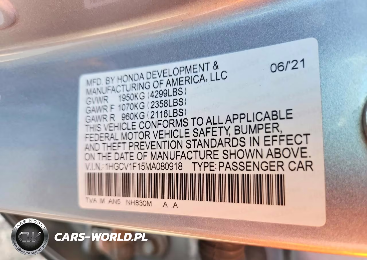 2021 Honda Accord Lx VIN:1HGCV1F15MA080918 - 13