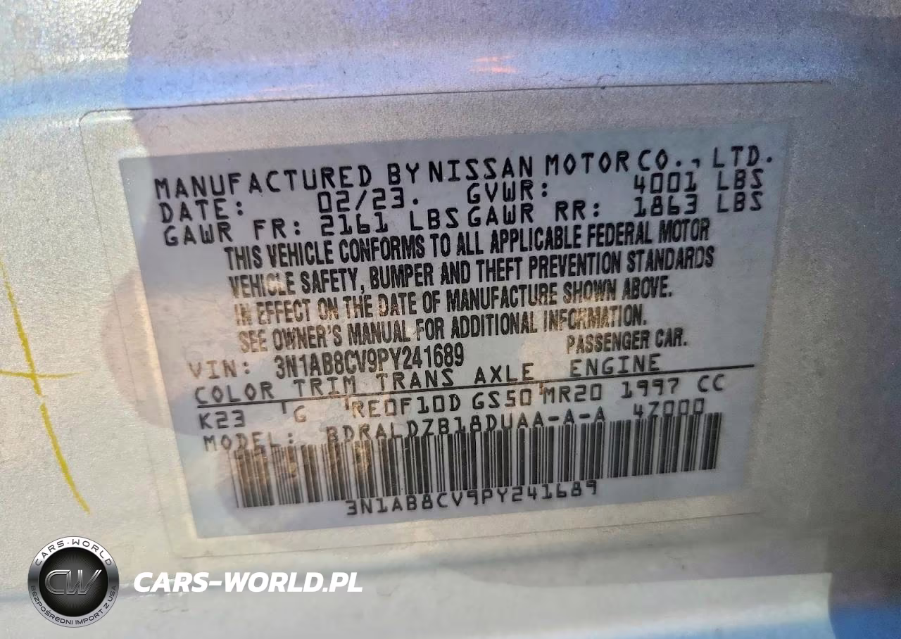 2023 Nissan Sentra Sv VIN:3N1AB8CV9PY241689 - 12