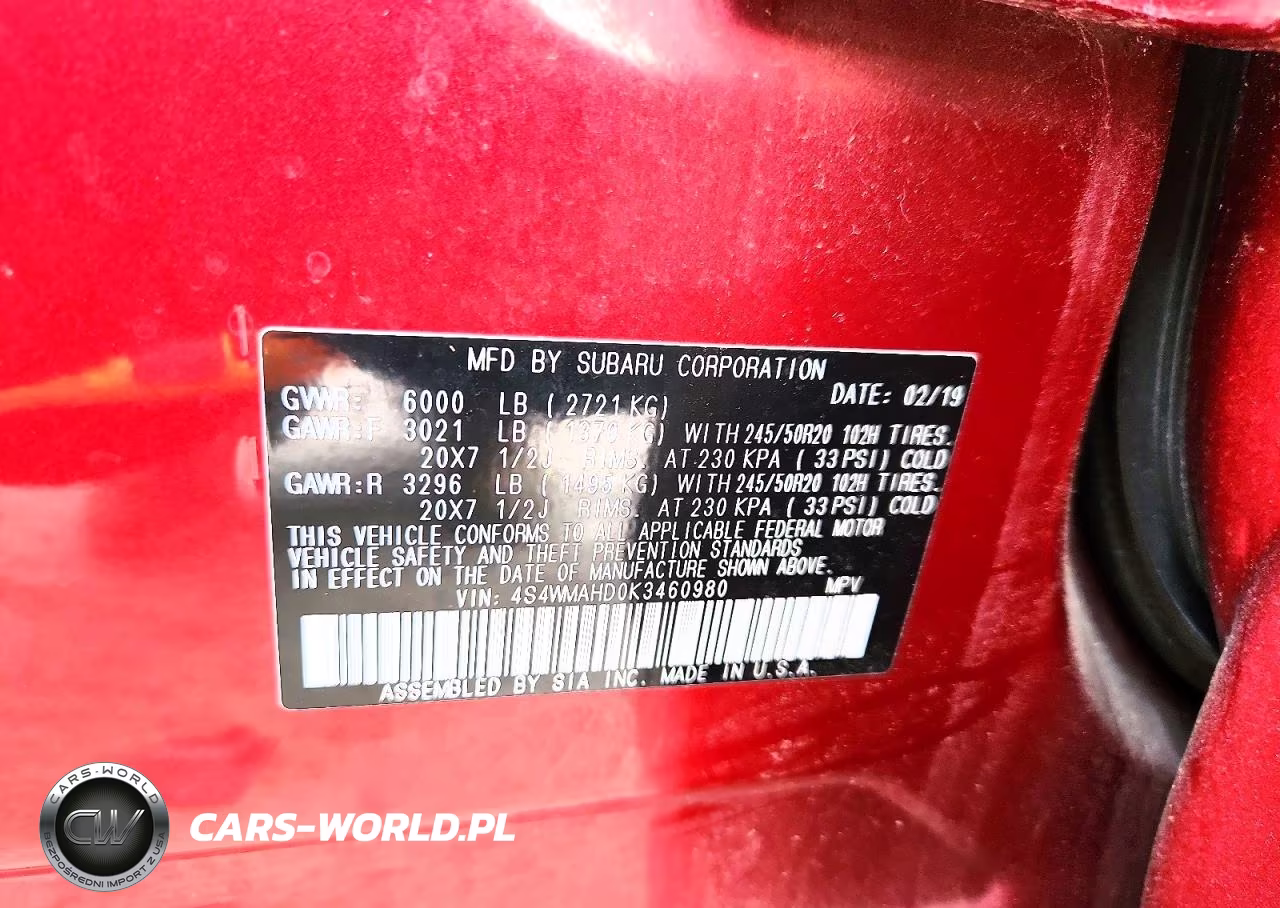 2019 Subaru Ascent Premium VIN:4S4WMAHD0K3460980 - 13