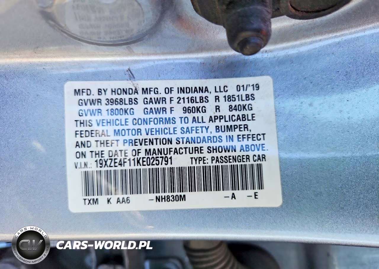 2019 Honda Insight Lx VIN:19XZE4F11KE025791 - 12