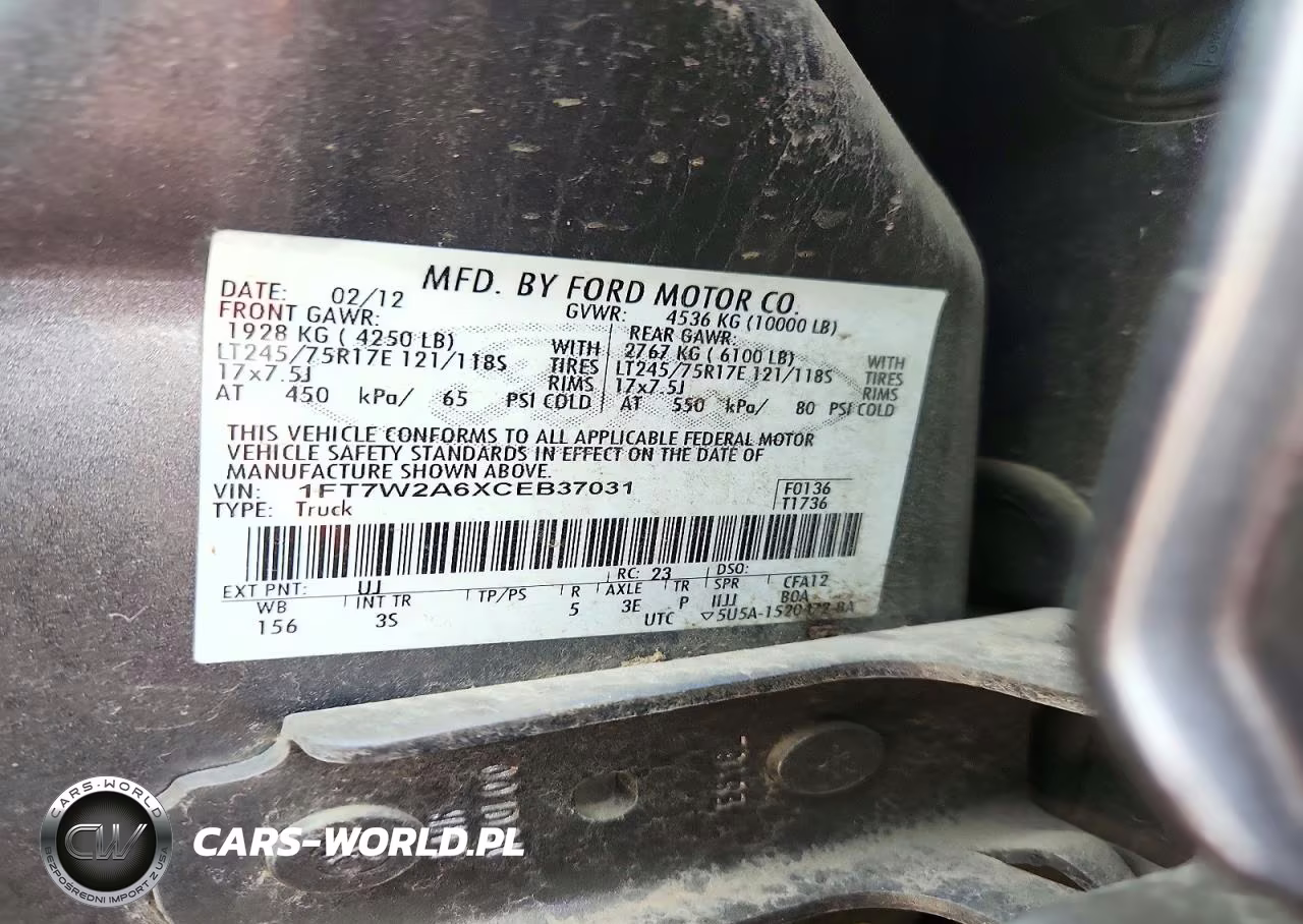 2012 Ford F250 Super Duty VIN:1FT7W2A6XCEB37031 - 12