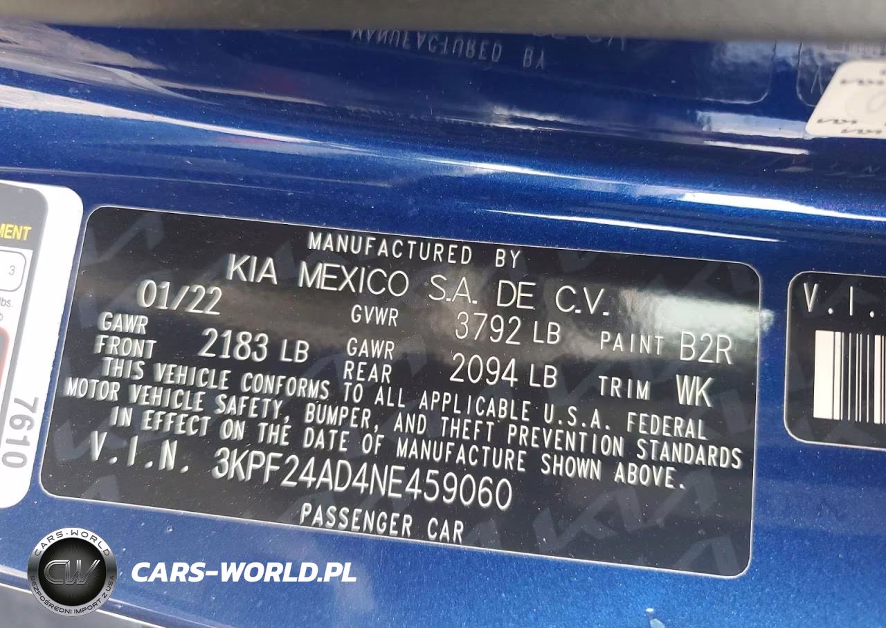 2022 Kia Forte Lxs VIN:3KPF24AD4NE459060 - 12
