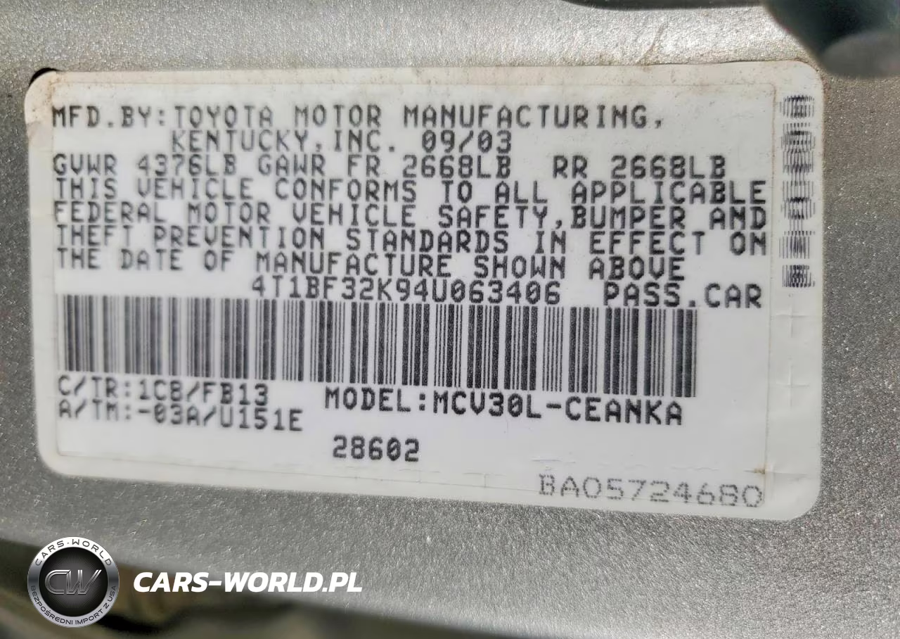 2004 Toyota Camry Le V6 VIN:4T1BF32K94U063406 - 12