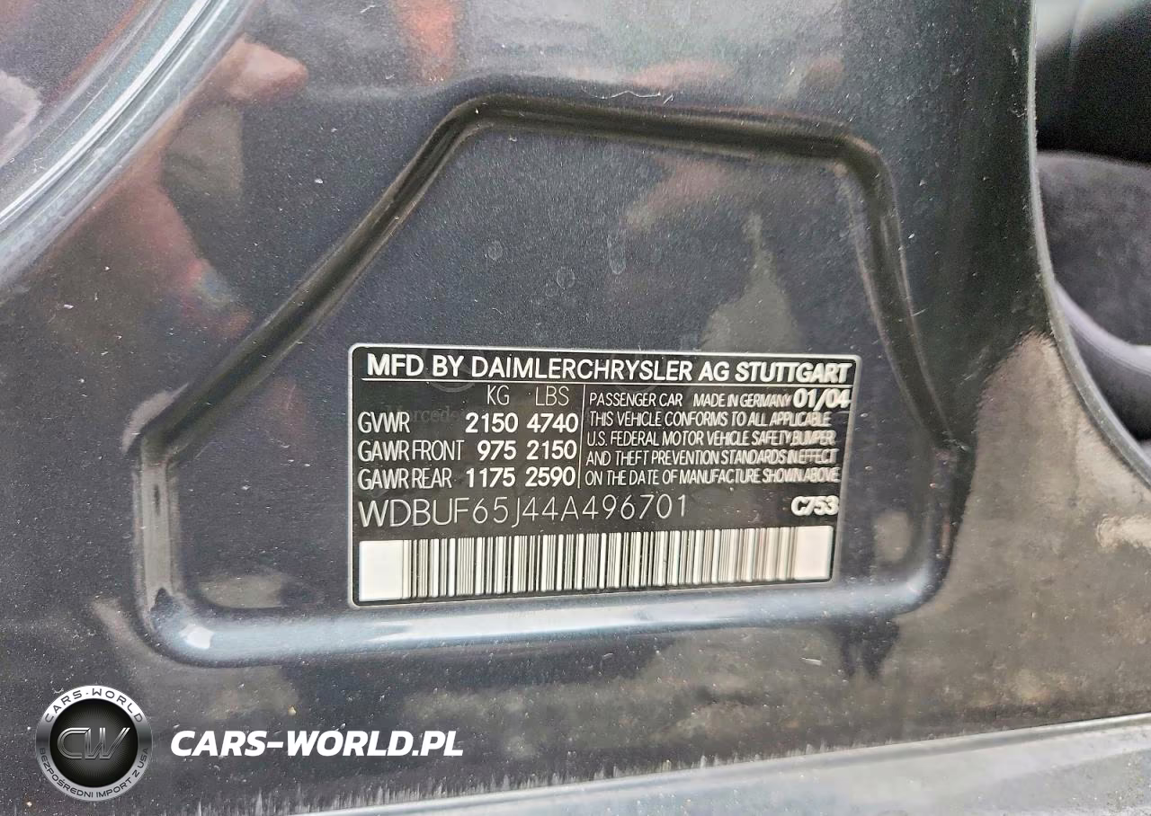 2004 Mercedes-Benz E 320 VIN:WDBUF65J44A496701 - 12
